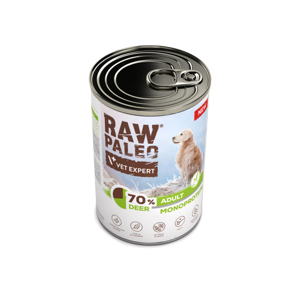 RAW PALEO ADULT DOG DEER 400g - mokra karma dla psów dorosłych monoproteina z mięsem jelenia