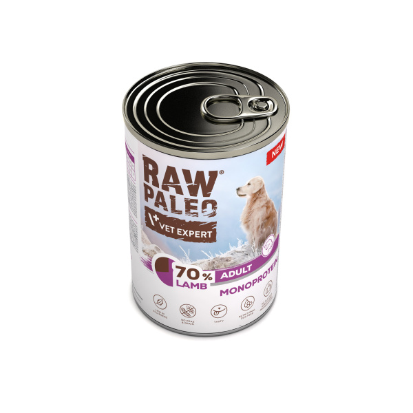 RAW PALEO ADULT DOG LAMB 6x400g - mokra karma dla psów dorosłych monoproteina z jagnięciną