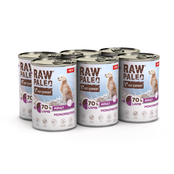 RAW PALEO ADULT DOG LAMB 6x400g - mokra karma dla psów dorosłych monoproteina z jagnięciną