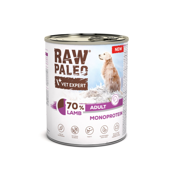 RAW PALEO ADULT DOG LAMB 6x800g - mokra karma dla psów dorosłych monoproteina z jagnięciną