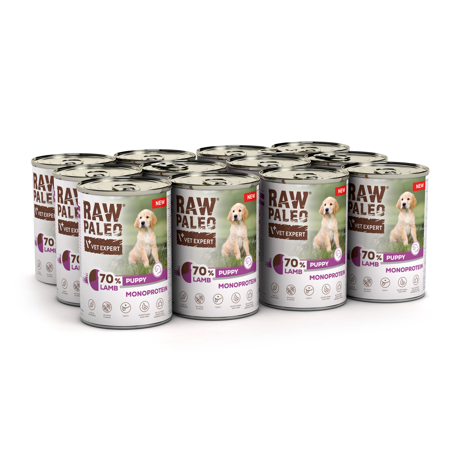 RAW PALEO PUPPY LAMB 12x400g - mokra karma dla szczeniąt monoproteina z jagnięciną