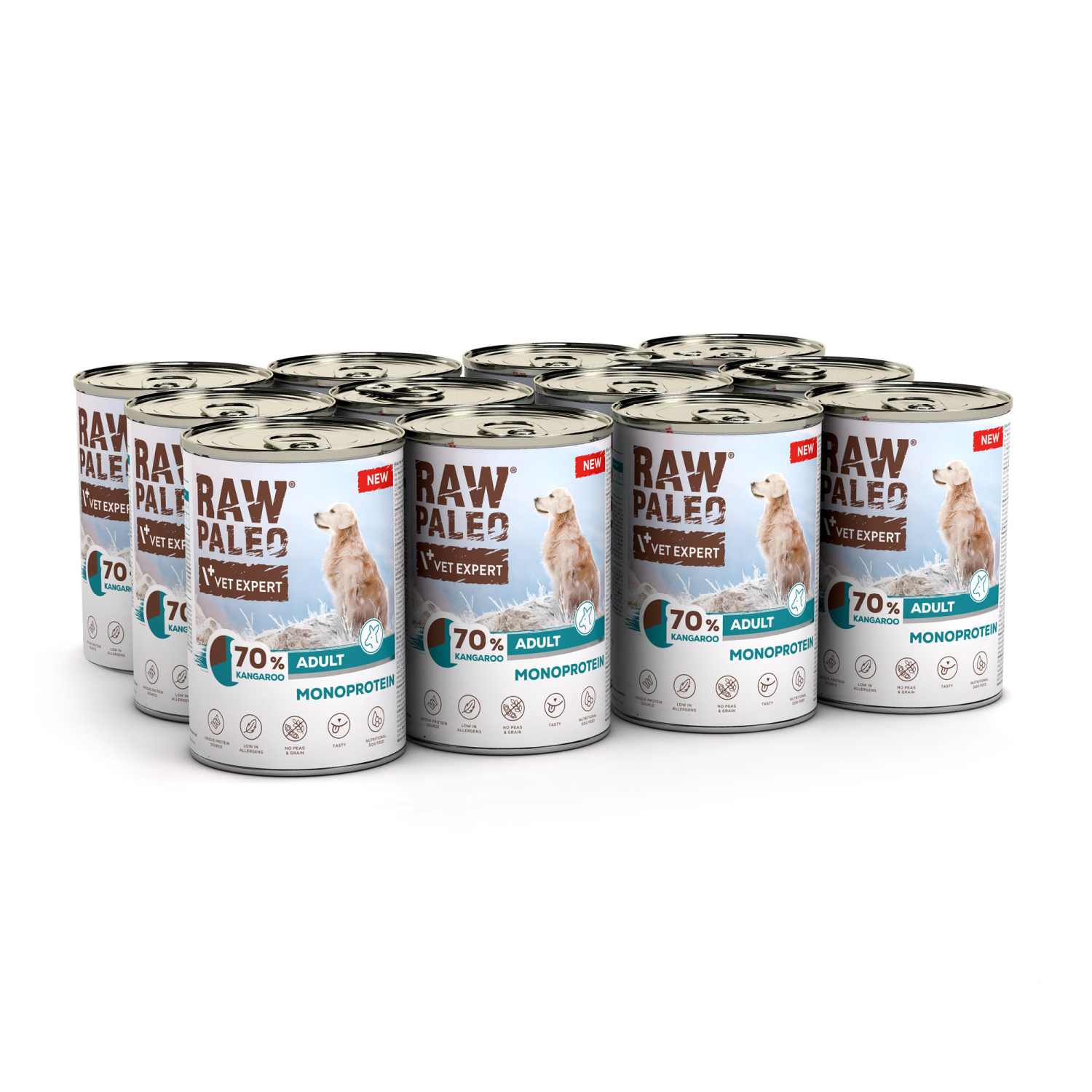RAW PALEO ADULT DOG KANGAROO 12x400g - mokra karma dla psów dorosłych monoproteina z mięsem kangura