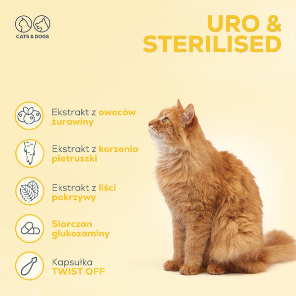 VET EXPERT URO&STERILISED - preparat wspomagający układ moczowy psów i kotów
