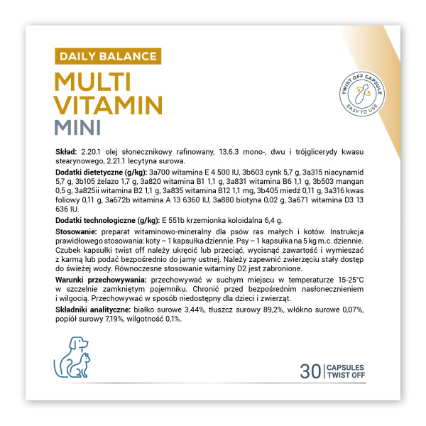 VET EXPERT MULTIVITAMIN MINI - preparat witaminowo-mineralny dla psów ras małych i kotów
