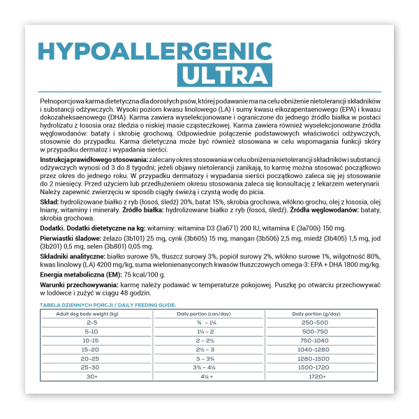 VET EXPERT HYPOALLERGENIC ULTRA WET 6x400g - mokra karma weterynaryjna dla psów