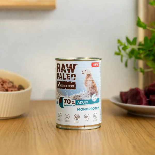 RAW PALEO ADULT DOG KANGAROO 12x400g - mokra karma dla psów dorosłych monoproteina z mięsem kangura