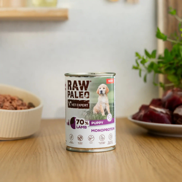 RAW PALEO PUPPY LAMB 12x400g - mokra karma dla szczeniąt monoproteina z jagnięciną