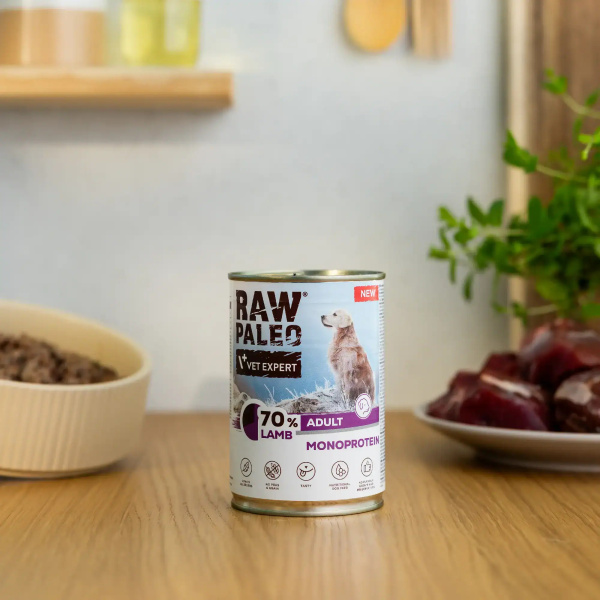 RAW PALEO ADULT DOG LAMB 6x800g - mokra karma dla psów dorosłych monoproteina z jagnięciną