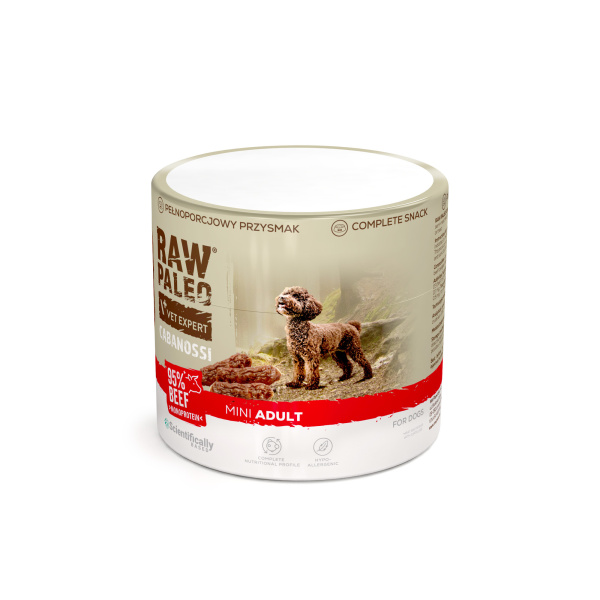 RAW PALEO Cabanossi Beef Mini 90g - pełnoporcjowy naturalny przysmak w formie kiełbaski dla psa