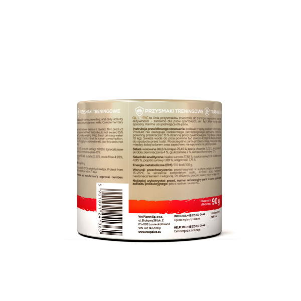 RAW PALEO Olympic Beef Mini 90g - hipoalergiczny monoproteinowy przysmak treningowy dla psa