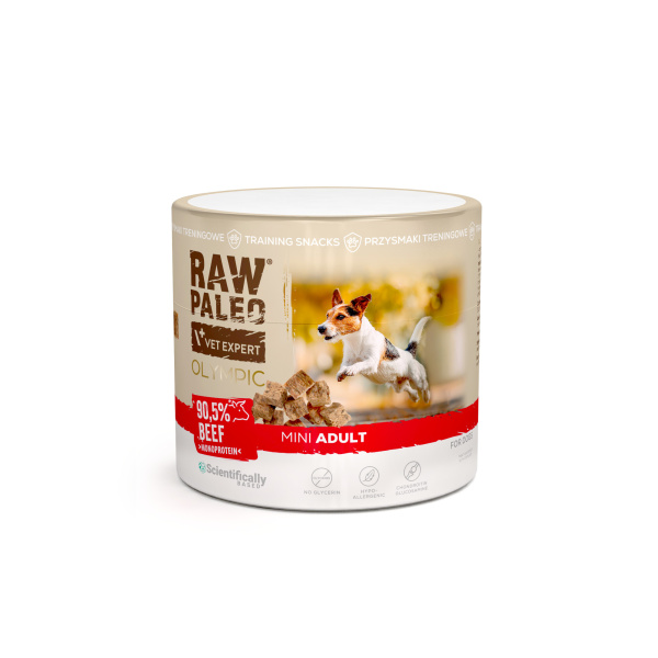 RAW PALEO Olympic Beef Mini 90g - hipoalergiczny monoproteinowy przysmak treningowy dla psa