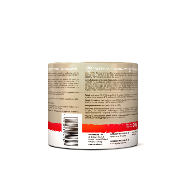RAW PALEO Olympic Beef Medium Large 90g - hipoalergiczny monoproteinowy przysmak treningowy dla psa