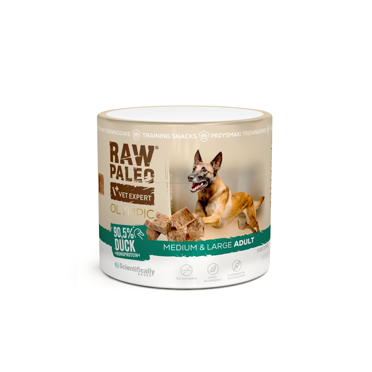 RAW PALEO Olympic Duck Medium Large 90g - hipoalergiczny monoproteinowy przysmak treningowy dla psa