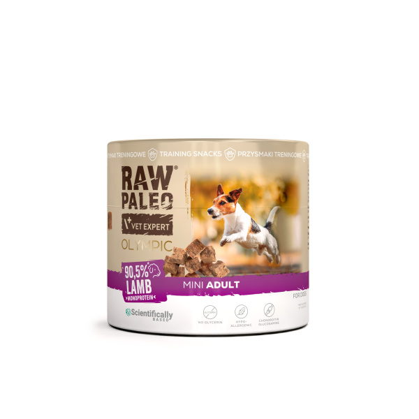 RAW PALEO Olympic Lamb Mini 90g - hipoalergiczny monoproteinowy przysmak treningowy dla psa