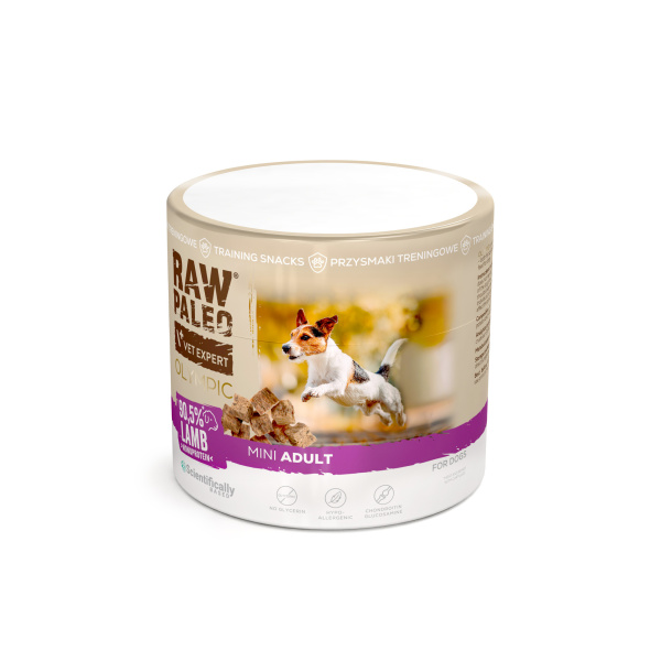 RAW PALEO Olympic Lamb Mini 90g - hipoalergiczny monoproteinowy przysmak treningowy dla psa