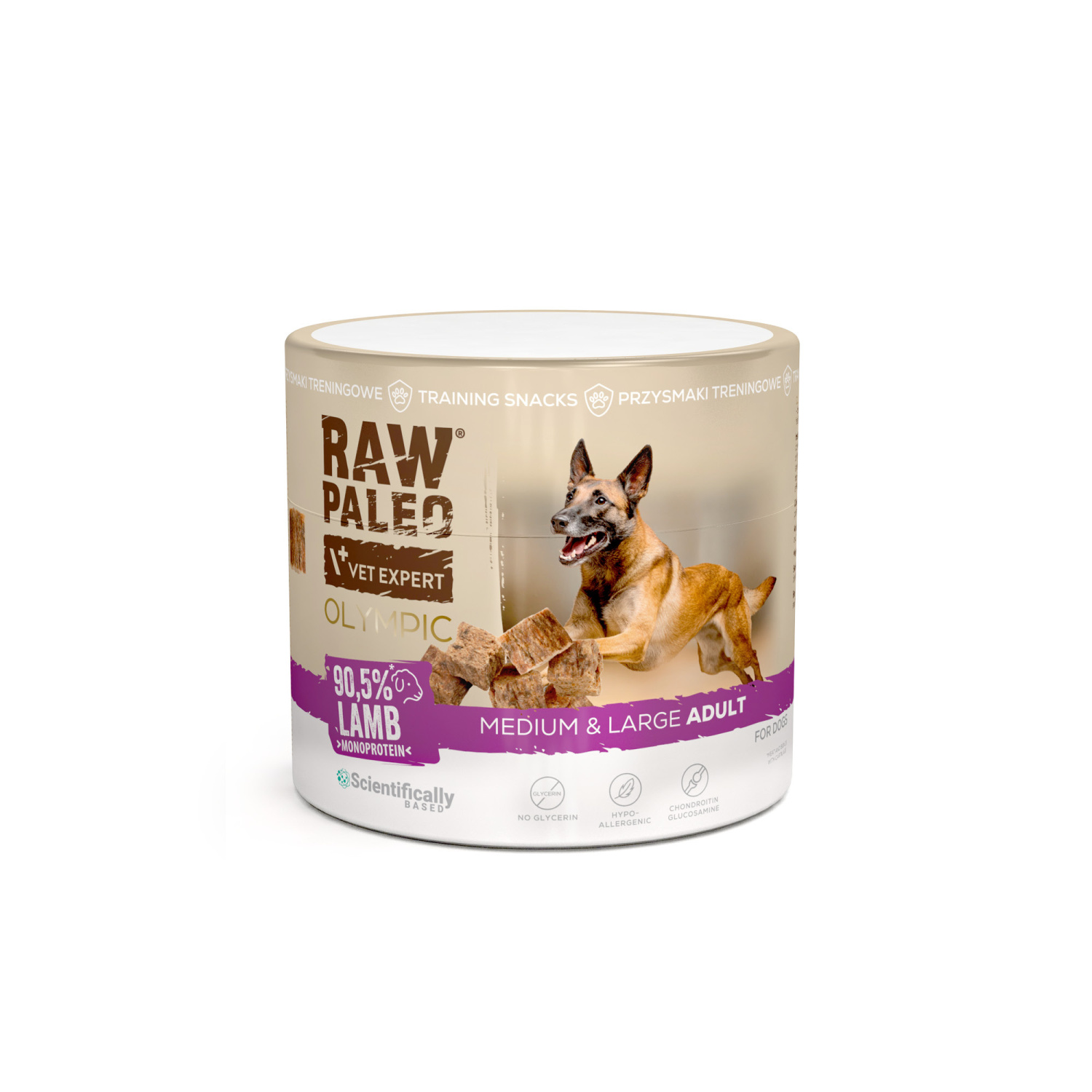 RAW PALEO Olympic Lamb Medium Large 90g - hipoalergiczny monoproteinowy przysmak treningowy dla psa