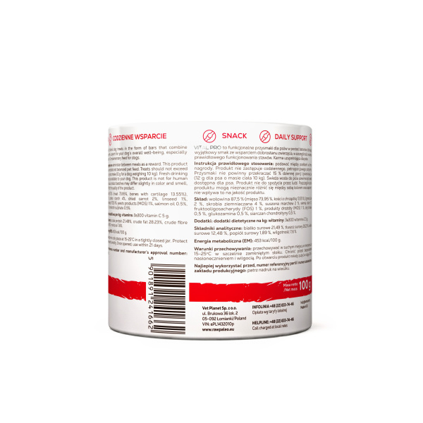 RAW PALEO Vital Pro Arthro Beef Mini 100g - hipoalergiczny monoproteinowy przysmak funkcjonalny - baton dla psa