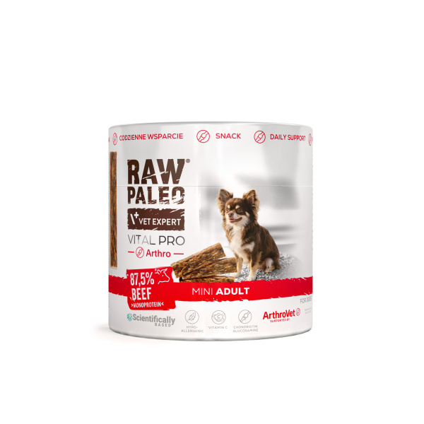 RAW PALEO Vital Pro Arthro Beef Mini 100g - hipoalergiczny monoproteinowy przysmak funkcjonalny - baton dla psa