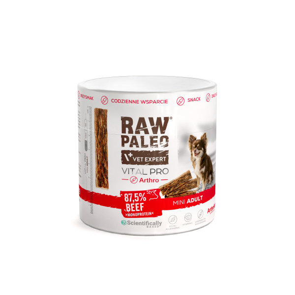 RAW PALEO Vital Pro Arthro Beef Mini 100g - hipoalergiczny monoproteinowy przysmak funkcjonalny - baton dla psa