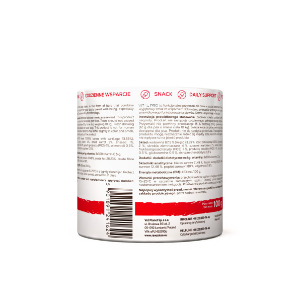 RAW PALEO Vital Pro Arthro Beef Medium Large 100g - hipoalergiczny monoproteinowy przysmak funkcjonalny - baton dla psa