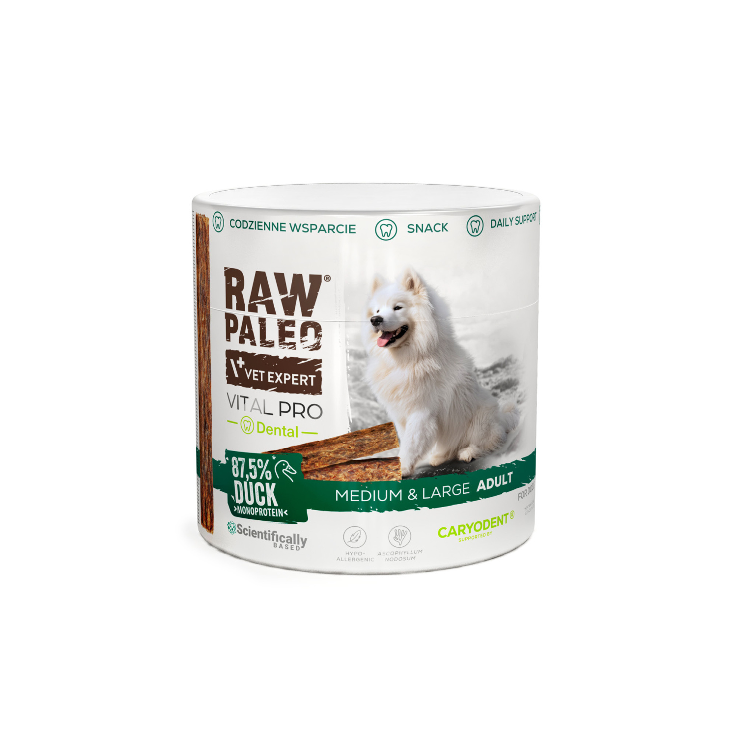 RAW PALEO Vital Pro Dental Duck Medium Large 100g - hipoalergiczny monoproteinowy przysmak funkcjonalny - baton dla psa