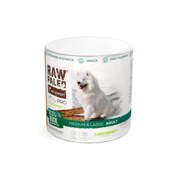 RAW PALEO Vital Pro Dental Duck Medium Large 100g - hipoalergiczny monoproteinowy przysmak funkcjonalny - baton dla psa