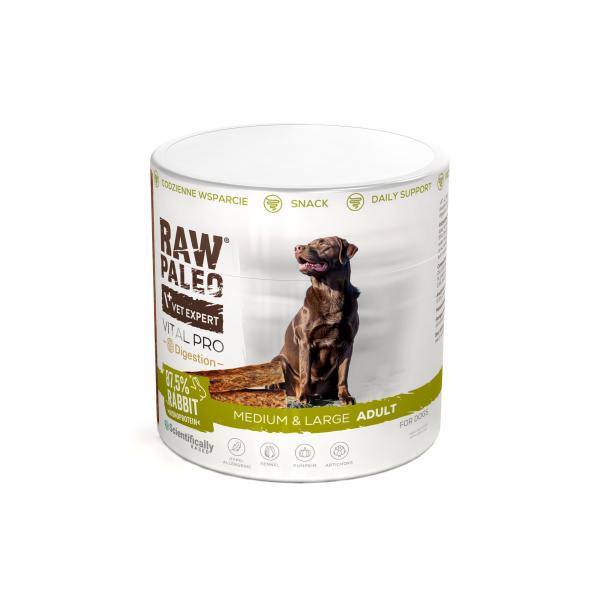 RAW PALEO Vital Pro Digestion Rabbit Medium Large 100g - hipoalergiczny monoproteinowy przysmak funkcjonalny - baton dla psa