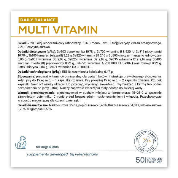 VET EXPERT MULTIVITAMIN - preparat witaminowo-mineralny dla psów i kotów