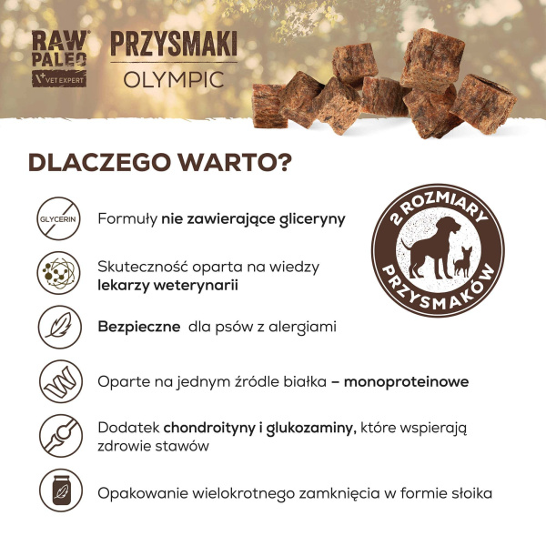 RAW PALEO Olympic Beef Medium Large 90g - hipoalergiczny monoproteinowy przysmak treningowy dla psa