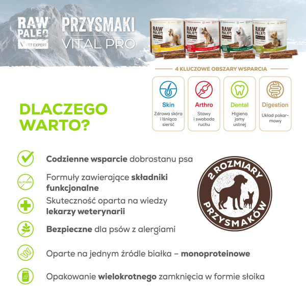 RAW PALEO Vital Pro Digestion Rabbit Mini 100g - hipoalergiczny monoproteinowy przysmak funkcjonalny - baton dla psa
