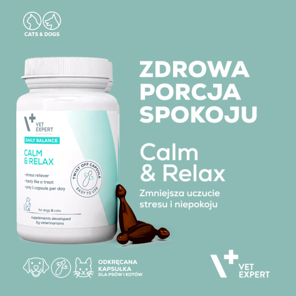 VET EXPERT CALM & RELAX - preparat na objawy stresu dla psów i kotów