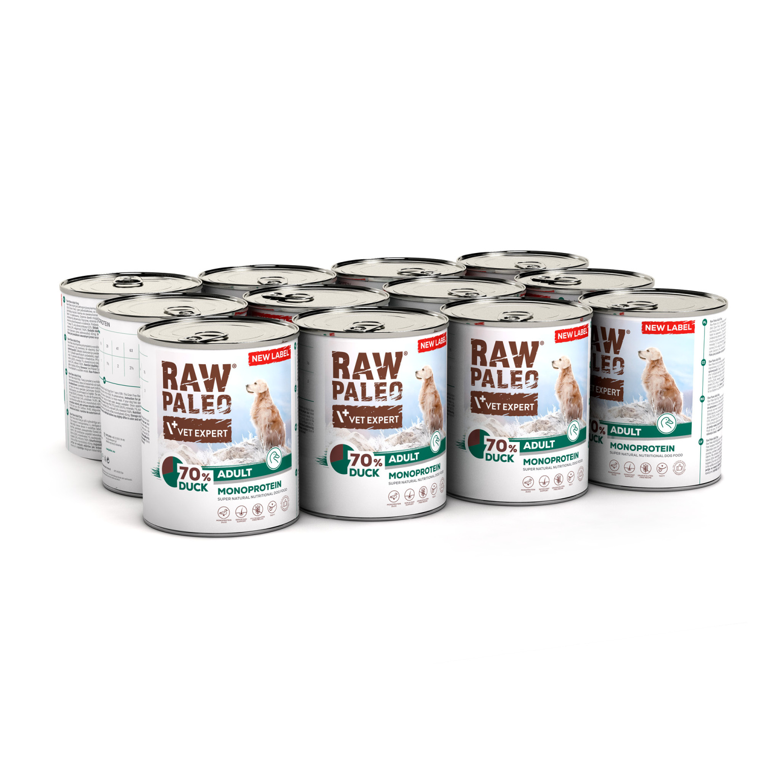 RAW PALEO ADULT DOG DUCK 12x800g - mokra karma dla psów dorosłych monoproteina z kaczką