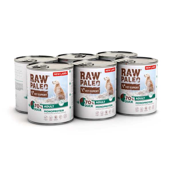 RAW PALEO ADULT DOG DUCK 6x800g - mokra karma dla psów dorosłych monoproteina z kaczką