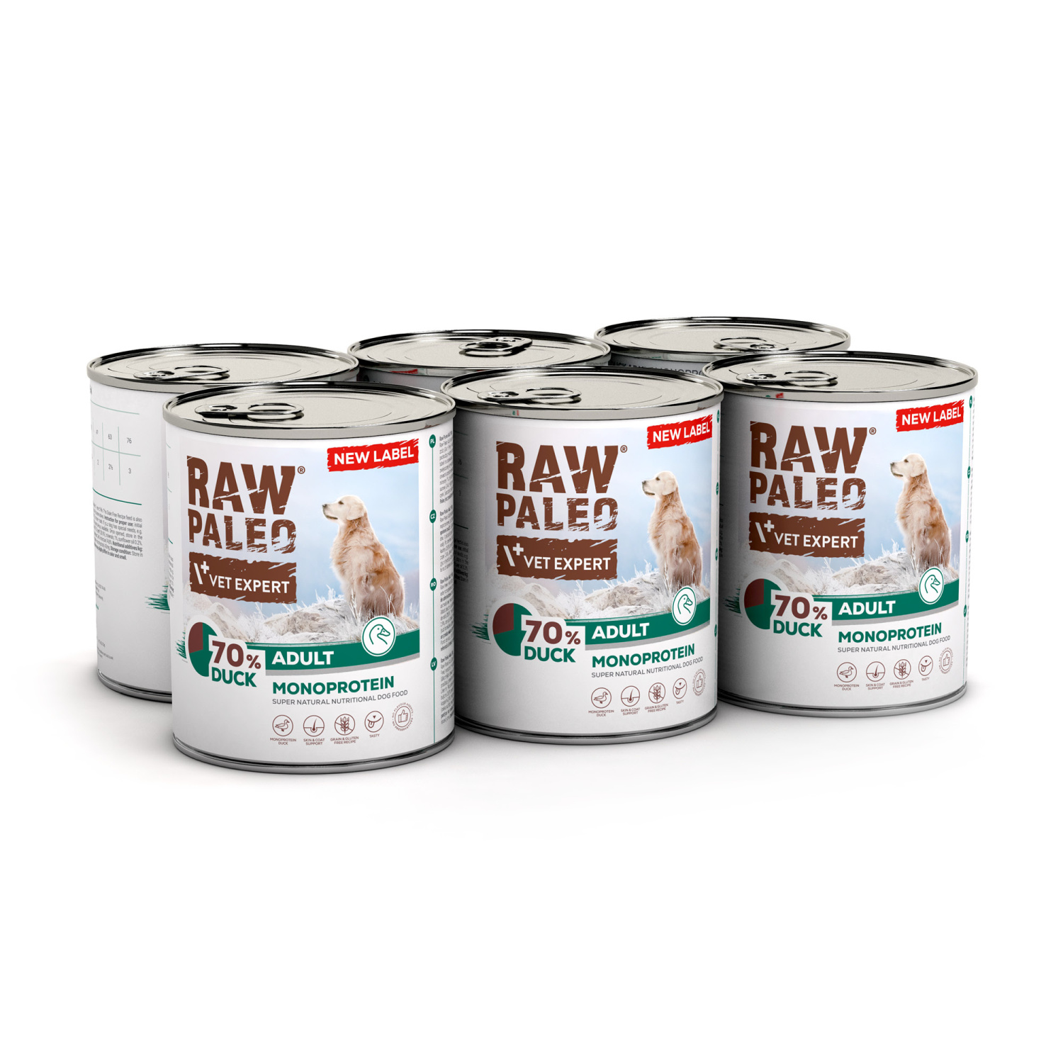 RAW PALEO ADULT DOG DUCK 6x800g - mokra karma dla psów dorosłych monoproteina z kaczką
