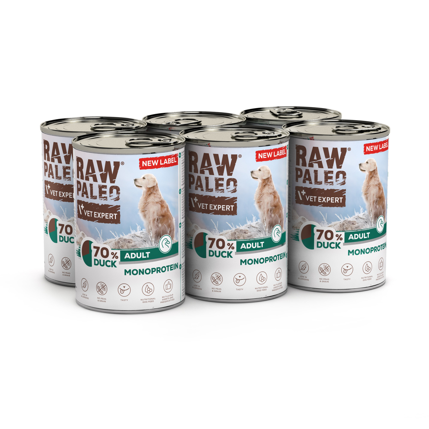 RAW PALEO ADULT DOG DUCK 6x400g - mokra karma dla psów dorosłych monoproteina z kaczką
