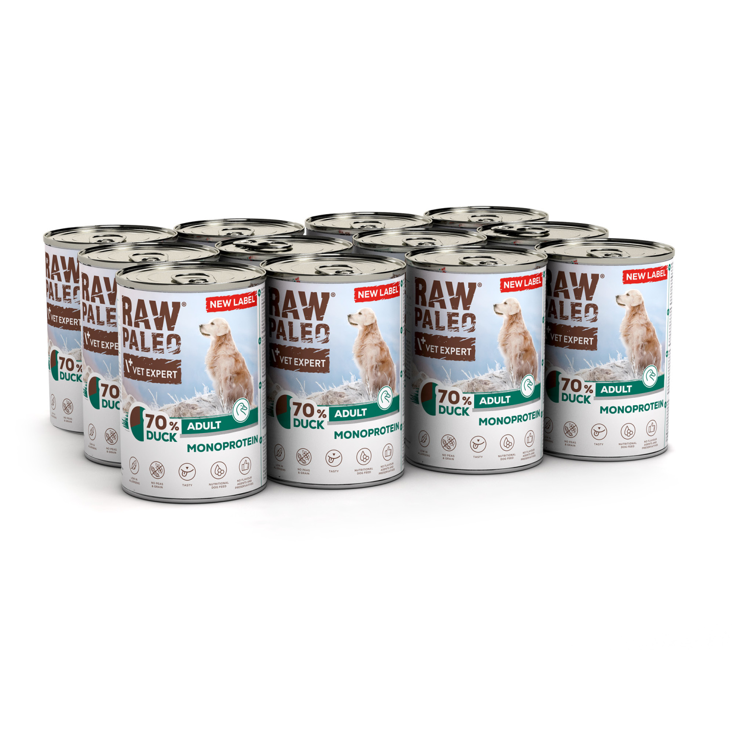 RAW PALEO ADULT DOG DUCK 12x400g - mokra karma dla psów dorosłych monoproteina z kaczką