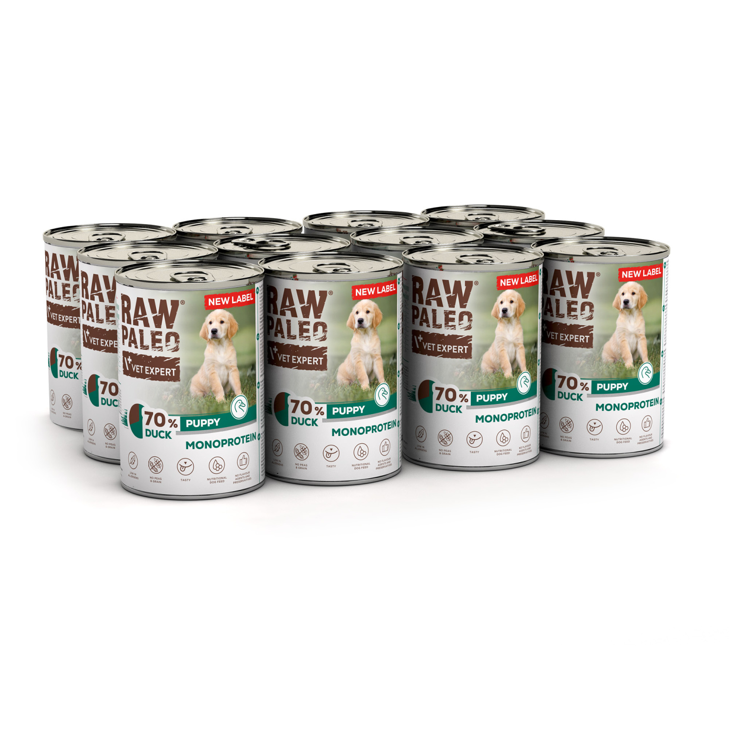 RAW PALEO PUPPY DUCK 12x400g - mokra karma dla szczeniąt monoproteina z kaczką