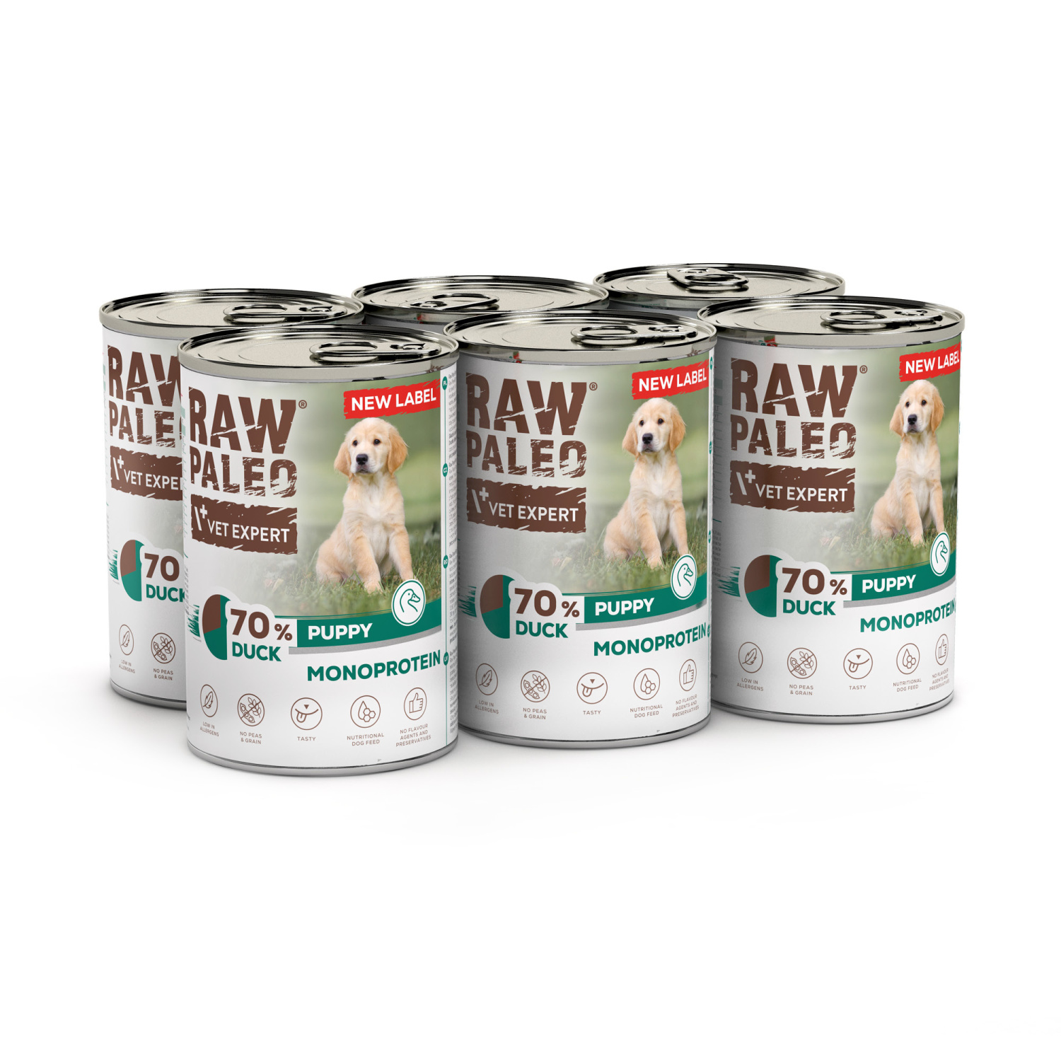 RAW PALEO PUPPY DUCK 6x400g - mokra karma dla szczeniąt monoproteina z kaczką