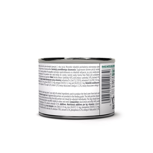 RAW PALEO DUCK&BOAR ADULT CAN 12x200g - mokra karma dla psów dorosłych duoproteina kaczka z dzikiem