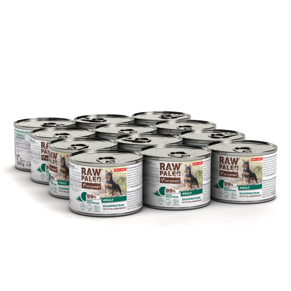 RAW PALEO DUCK&BOAR ADULT CAN 12x200g - mokra karma dla psów dorosłych duoproteina kaczka z dzikiem