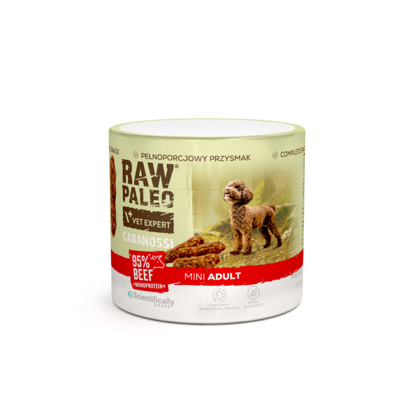 RAW PALEO Cabanossi Beef Mini 100g - pełnoporcjowy naturalny przysmak w formie kiełbaski dla psa