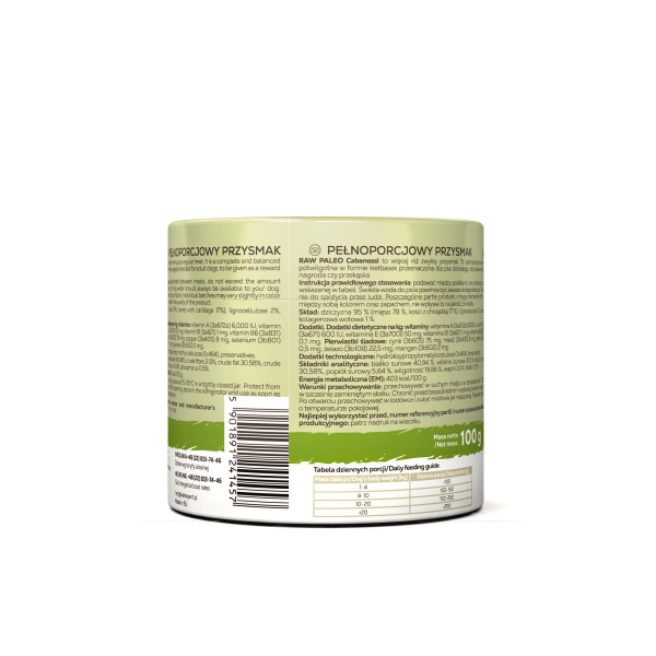 RAW PALEO Cabanossi Game Mini 100g - pełnoporcjowy naturalny przysmak w formie kiełbaski dla psa