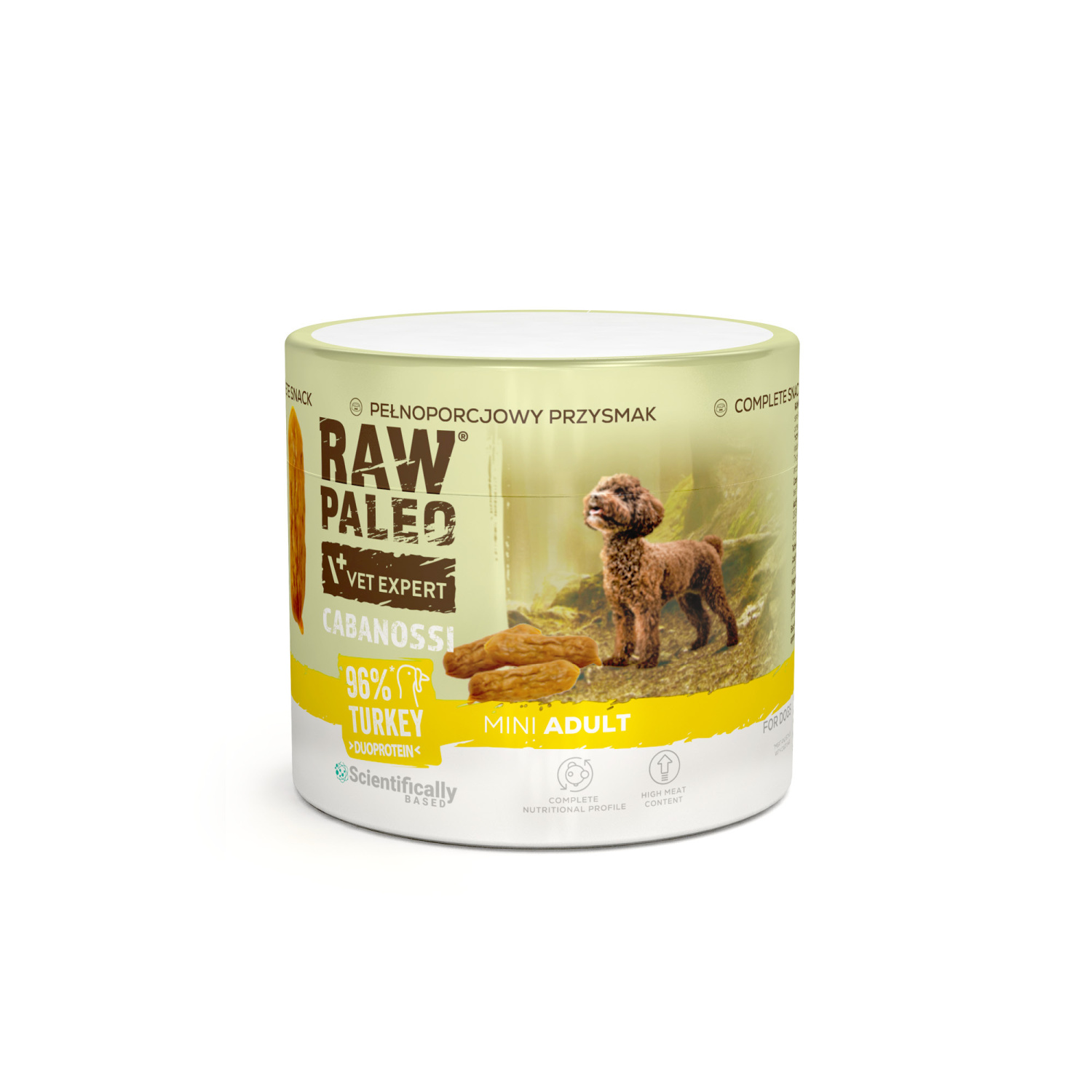 RAW PALEO Cabanossi Turkey Mini 100g - pełnoporcjowy naturalny przysmak w formie kiełbaski dla psa