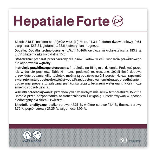 VET EXPERT HEPATIALE FORTE - preparat wspomagający funkcje wątroby dla psów i kotów