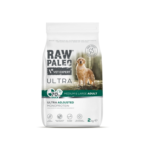 RAW PALEO ULTRA DUCK MEDIUM&LARGE ADULT -  półwilgotna karma z kaczką dla psów dorosłych ras średnich i dużych