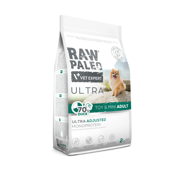 PAKIET 2x14kg  RAW PALEO ULTRA DUCK TOY&MINI ADULT - półwilgotna karma z kaczką dla psów dorosłych ras małych i miniaturowych