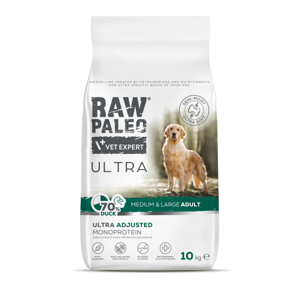 PAKIET 2x14kg  RAW PALEO ULTRA DUCK MEDIUM&LARGE ADULT -  półwilgotna karma z kaczką dla psów dorosłych ras średnich i dużych