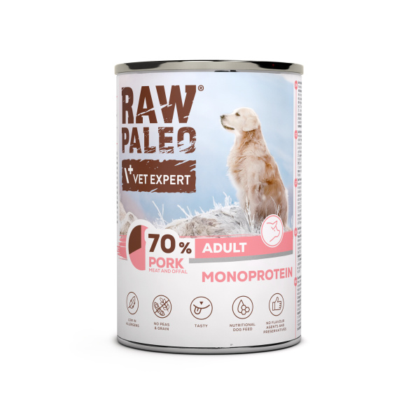RAW PALEO ADULT DOG PORK 400g - mokra karma dla psów dorosłych monoproteina z wieprzowiną