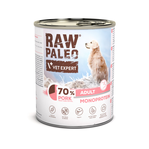 RAW PALEO ADULT DOG PORK 800g - mokra karma dla psów dorosłych monoproteina z wieprzowiną