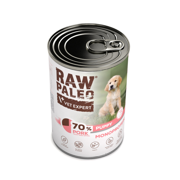 RAW PALEO PUPPY PORK 12x400g - mokra karma dla szczeniąt monoproteina z wieprzowiną